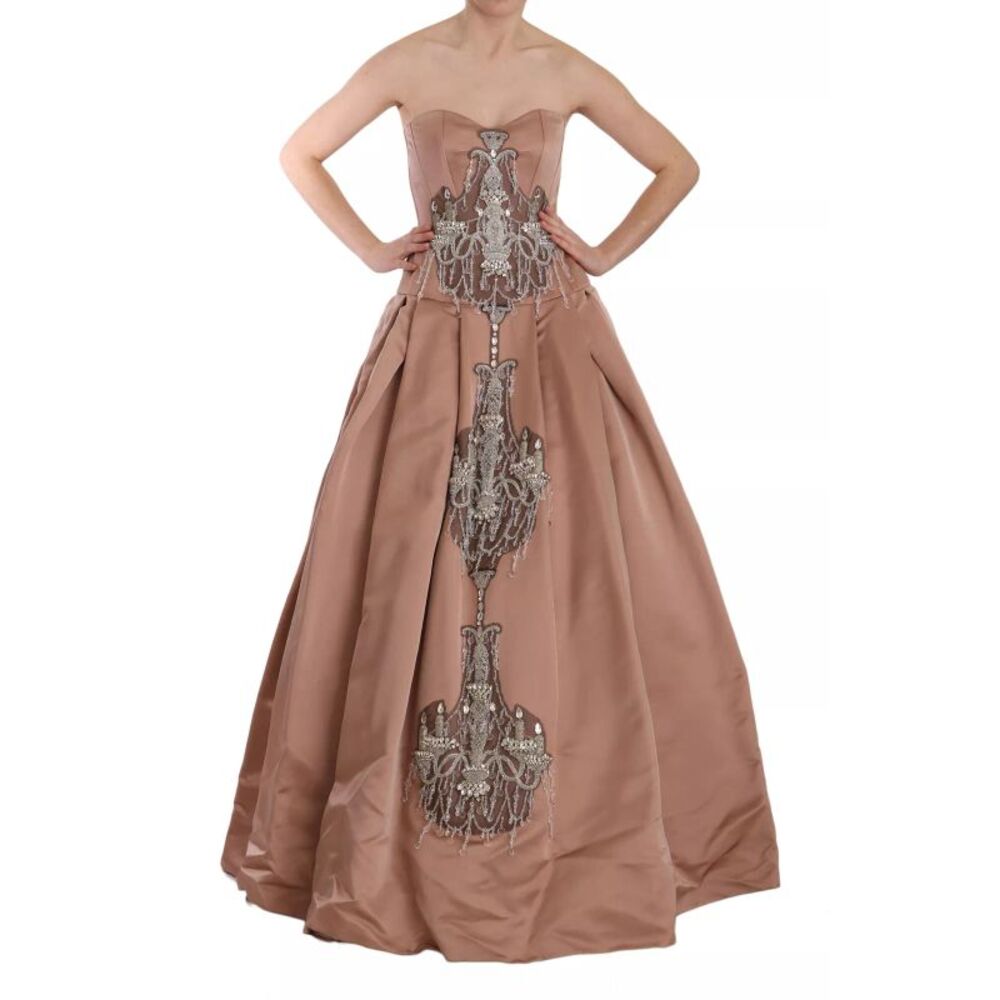 Dolce & Gabbana Crystal Pink Silk Chandelier Ball Gown Women's Dress